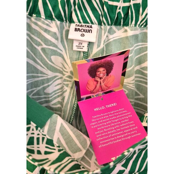 Tabatha Brown Collab 100% Cotton Green Print Button Front Maxi Skirt 2X NWT - Picture 8 of 9